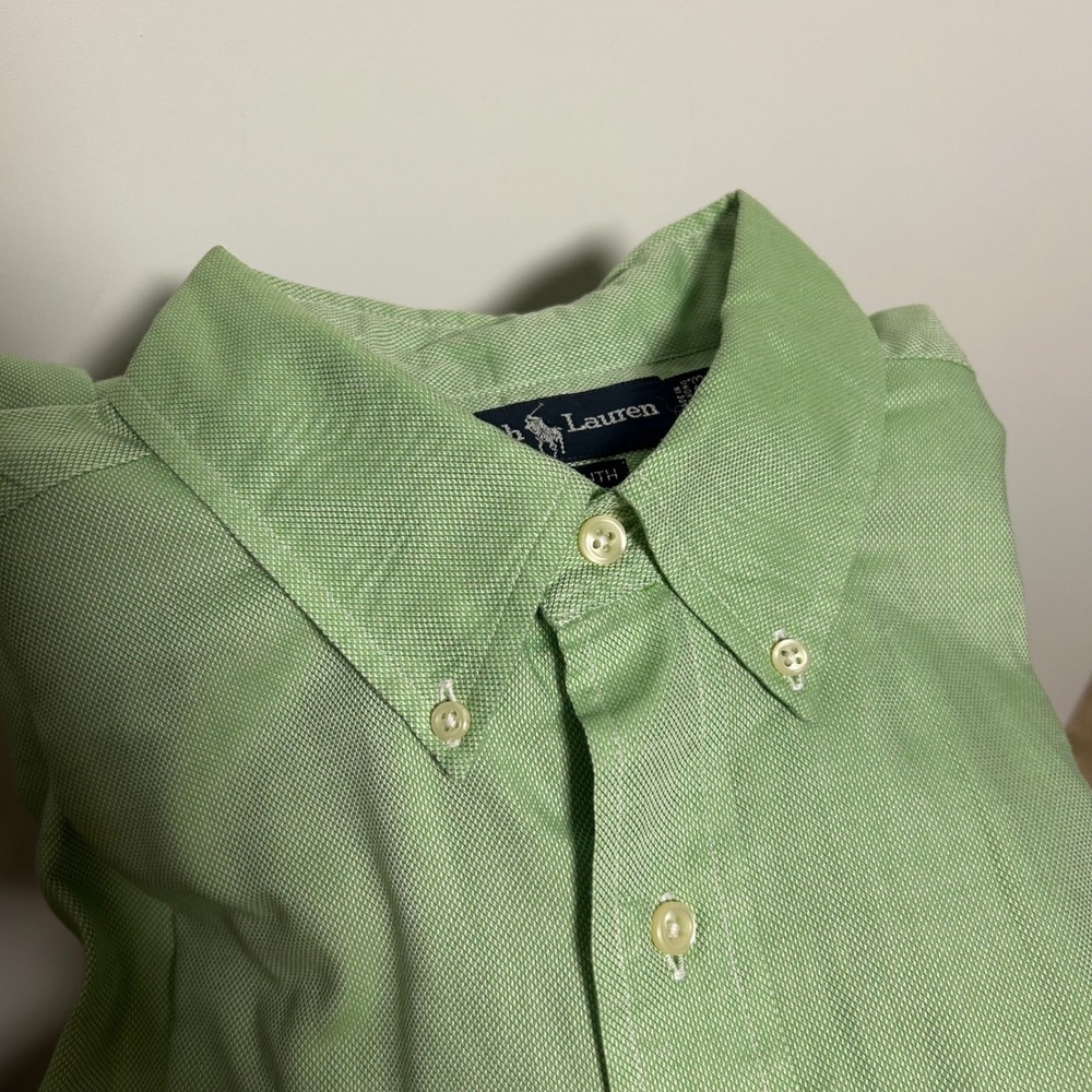 Ralph Lauren Men's Large Yarmouth 16 1/2 33 Green Long Sleeve Button Dress shirt - Picture 8 of 8
